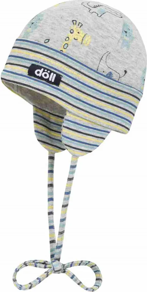 Cappello Bambino Döll Grigio a Righe: Calore e Stile con Motivi Animali