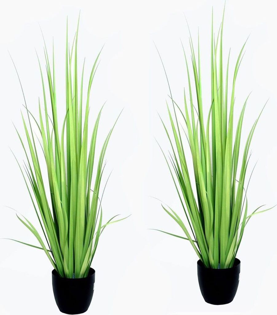 Kunstgras im Topf 153cm grün 2 Dekopflanzen Dekogras Ziergras Gräser Gras
