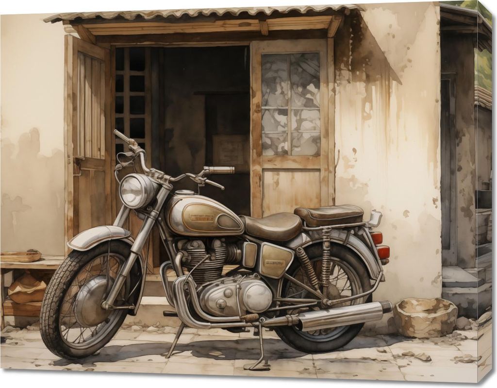 Bild 90x70cm Motorrad Einsame Flucht