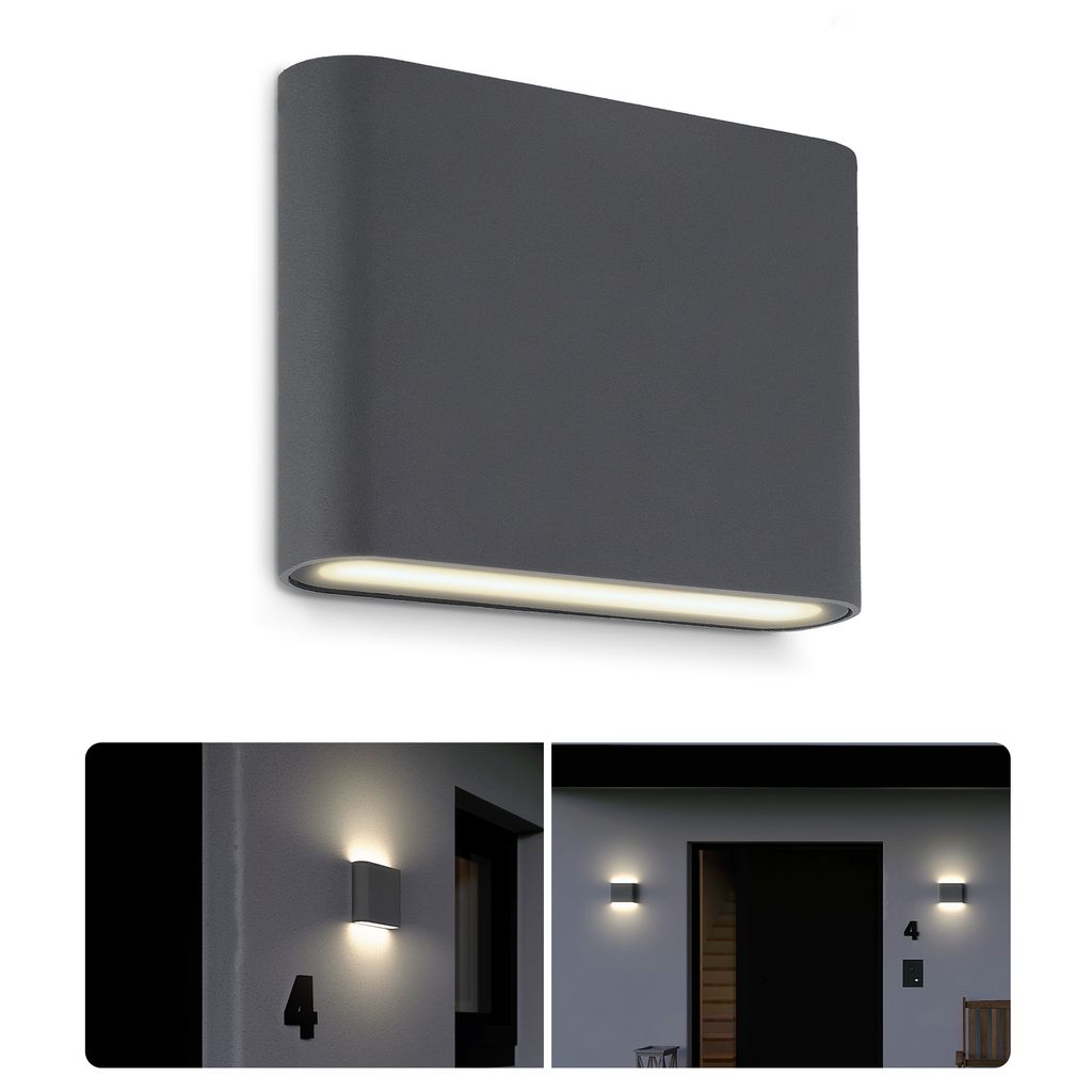 SSC-LUXon TWEO Außenwandleuchte anthrazit Up and Down Lampe Outdoor IP54 - moderne Außenleuchte Wand LED warmweißes Licht 230V