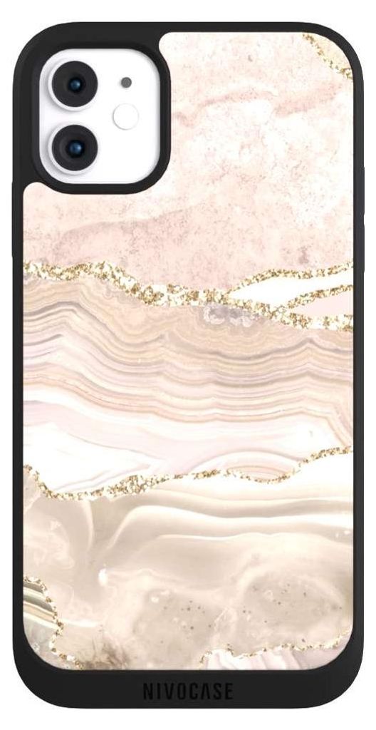 NIVOCASE Handyhülle für Apple iPhone 11 Hülle NIVOpure Case Schwarz Glitzer Look Marmor Utart