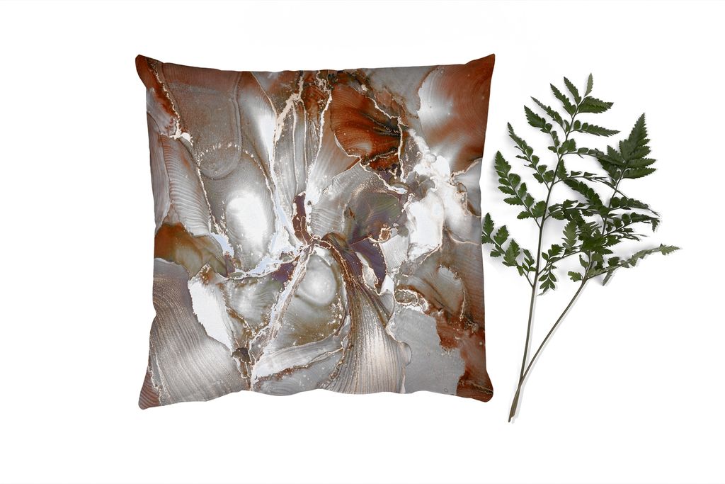 MuchoWow Zierkissen Sofakissen Wohnzimmer Dekokissen 50x50 cm Grau - Gold - Marmor - Marmoroptik - Komfort - Sofakissen