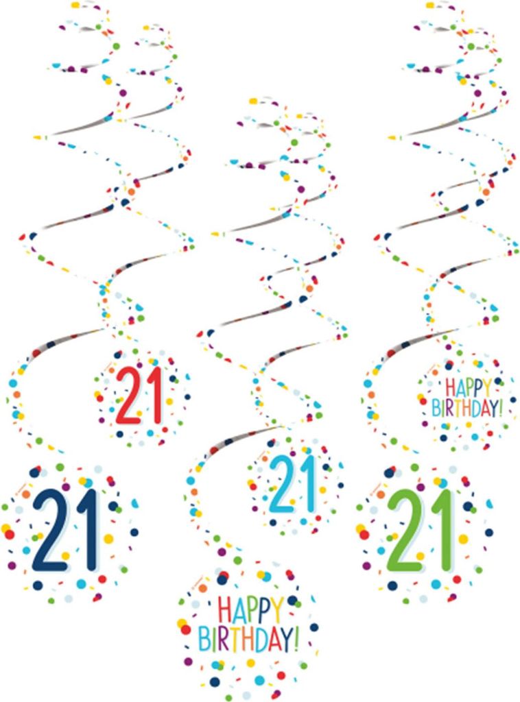 Amscan Spiral Garlands 21 Confetti Birthday 61 Cm Paper 6 Pieces