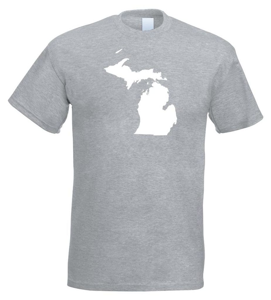 Kiwistar - T-Shirt - Graumeliert - USA - Bundesstaat - Michigan Herren Funshirt Bedruckt Design Sprüche Spruch Motive - mit Motiv Bedruckt - Funsh...