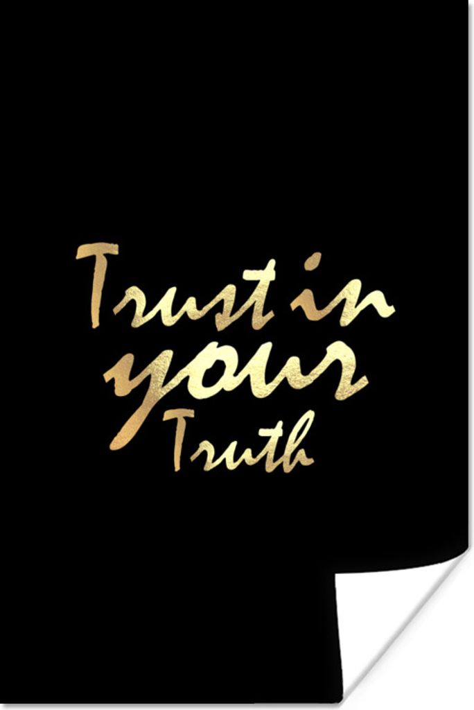 MuchoWow Poster Zitat - Wahrheit - Gold - Schwarz 60x90 cm - Wanddekoration