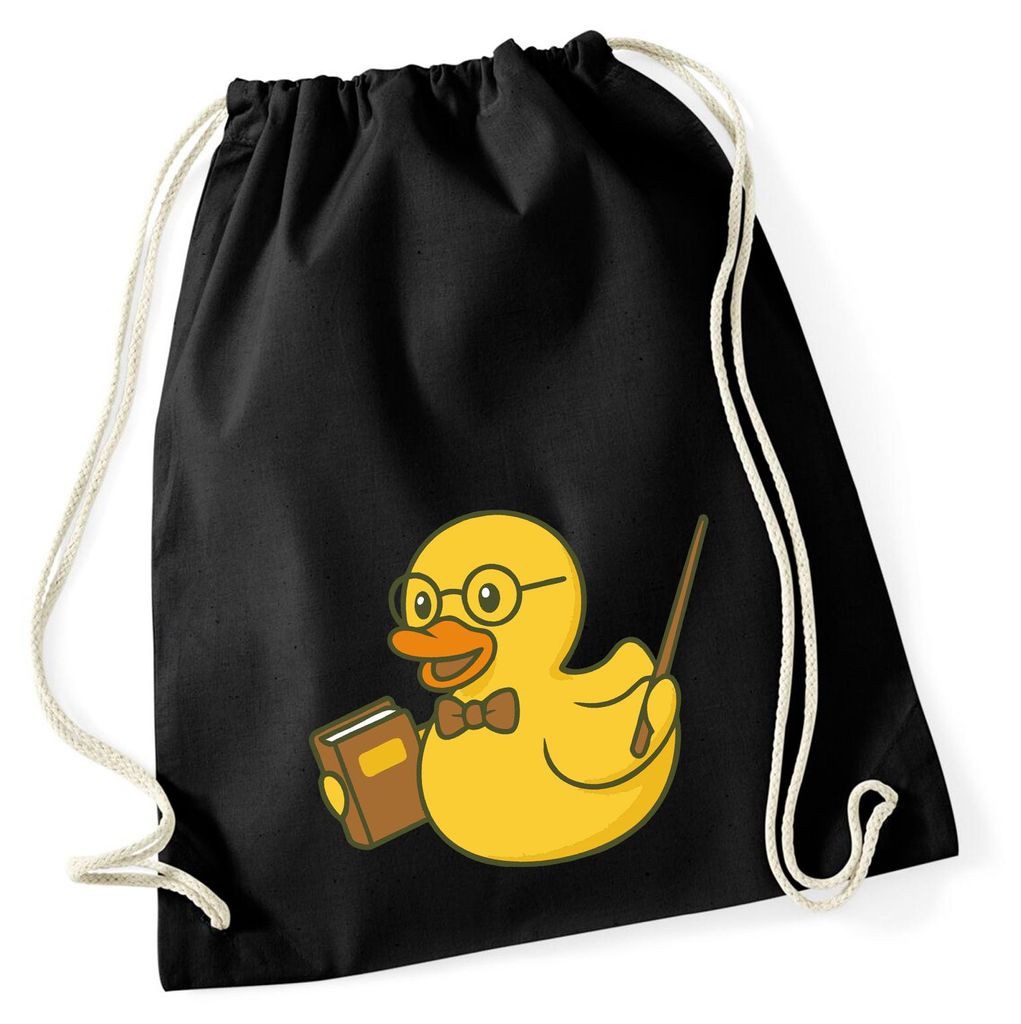 Huuraa Turnbeutel Quietscheente Lehrer Comic Gummiente 12 Liter Black Baumwolle Rucksack Geschenkidee