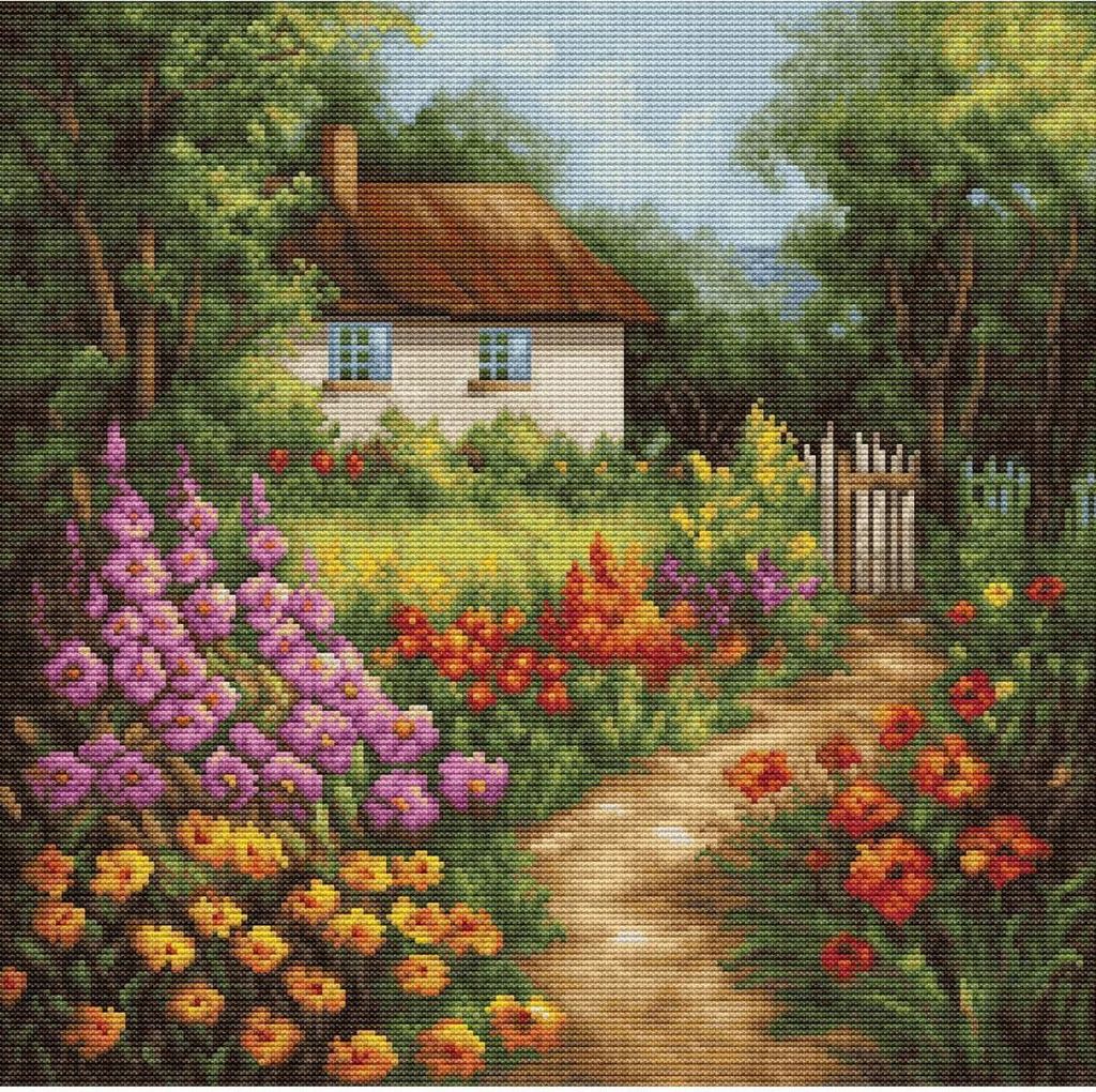 Luca-S Kreuzstich Stickpackung "Das Landhaus", Zählmuster, 30x30cm