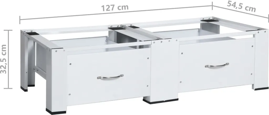 Support Machine à Laver Double Blanc Acier - Hauteur Ergonomique - 22