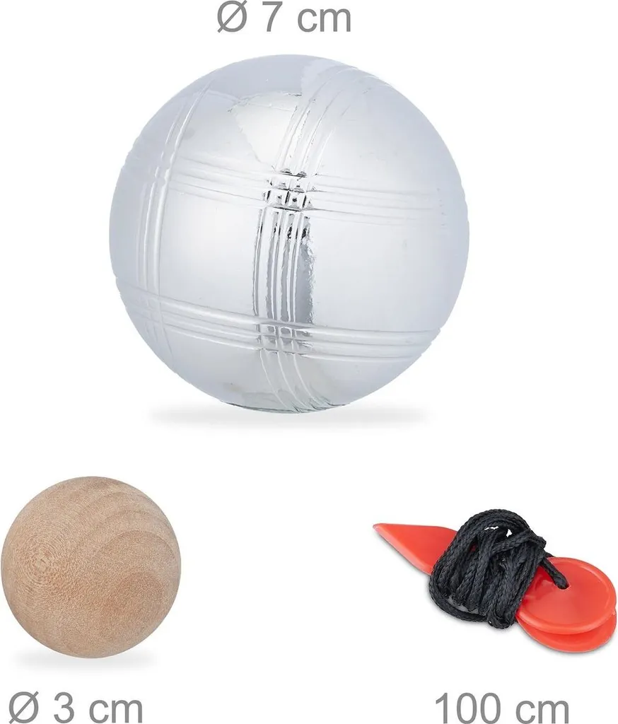 Set De Pétanque Partner – 3 Boules En Métal Chromé + 1 Cochonnet, étui De Transport – Dès 10 Ans, Argenté