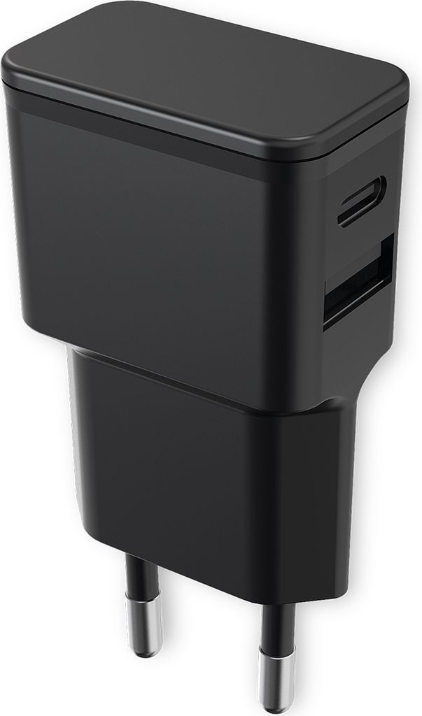 Fontastic Universal Netzteil Dubi, 1x USB-A + 1x Typ-C, 2,4A 5V / 2.4A, kompaktes Design, schwarz