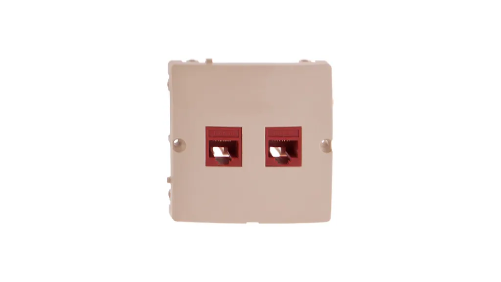Double prise RJ45 Simon Basic Cat.5e beige avec connecteurs rapides
