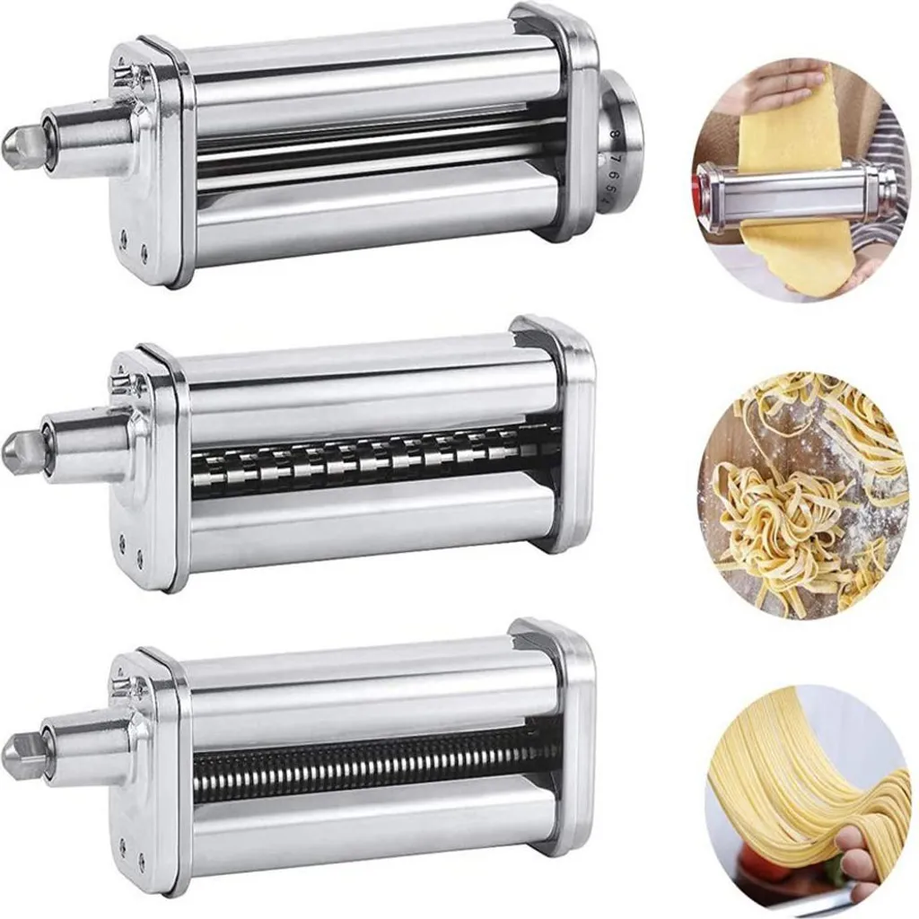 Rouleau à Pâtes 3-en-1 en Acier Inox Compatible avec Robot KitchenAid