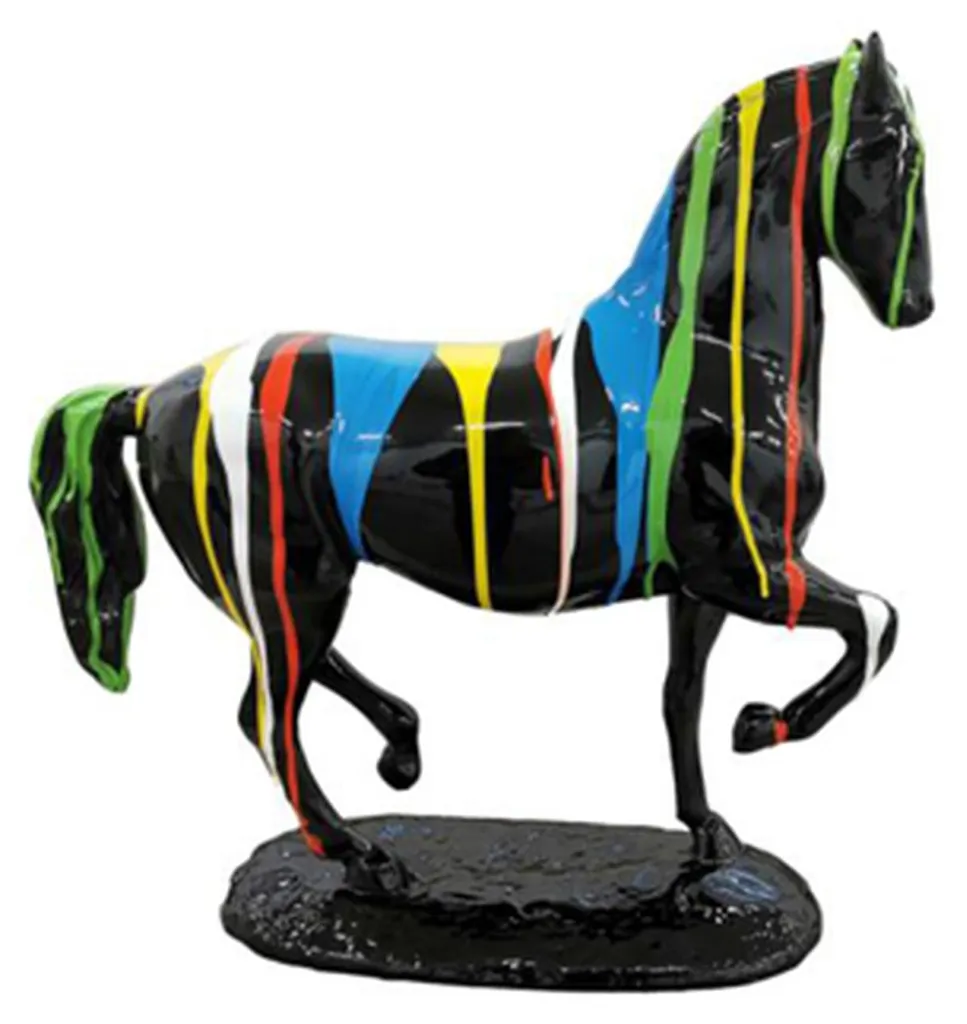 Statue Cheval Moderne Peinte à la Main - Sculpture Abstraite de 40 cm