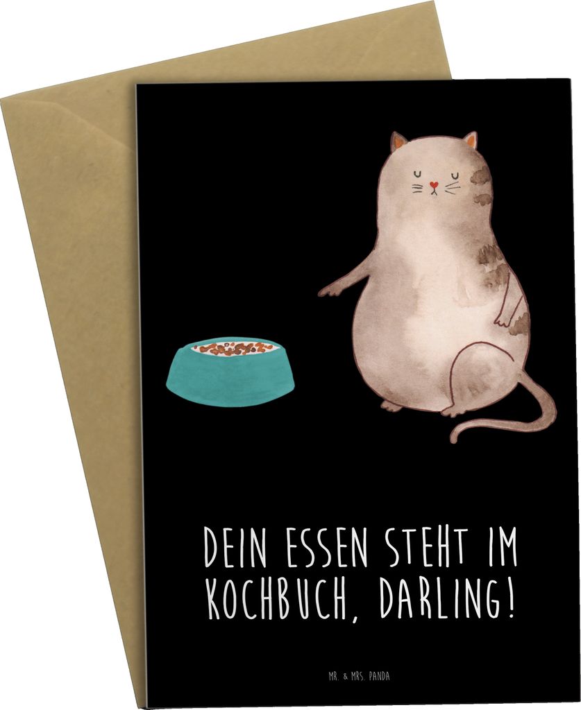 Mr. & Mrs. Panda babykarte Katze Fressen - Schwarz - Geschenk, osterkarte, einladungskarten, Grußkarten, weihnachtskarten, hochzeitskarten, Grußk...