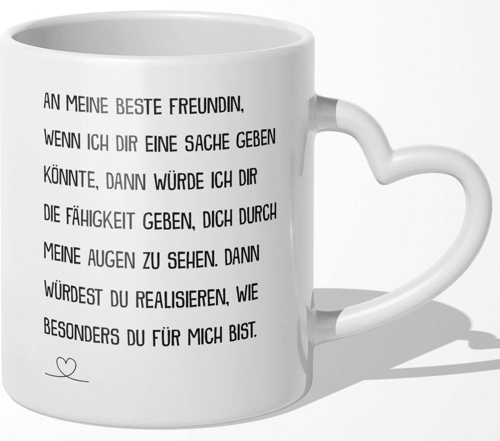 22Feels Beste Freundin Geschenk BFF Tasse Zum Geburtstag Kaffeetasse Freundinnen Frauen Weihnachten Arbeitskollege Wichteln (Herzhenkel Weiss)