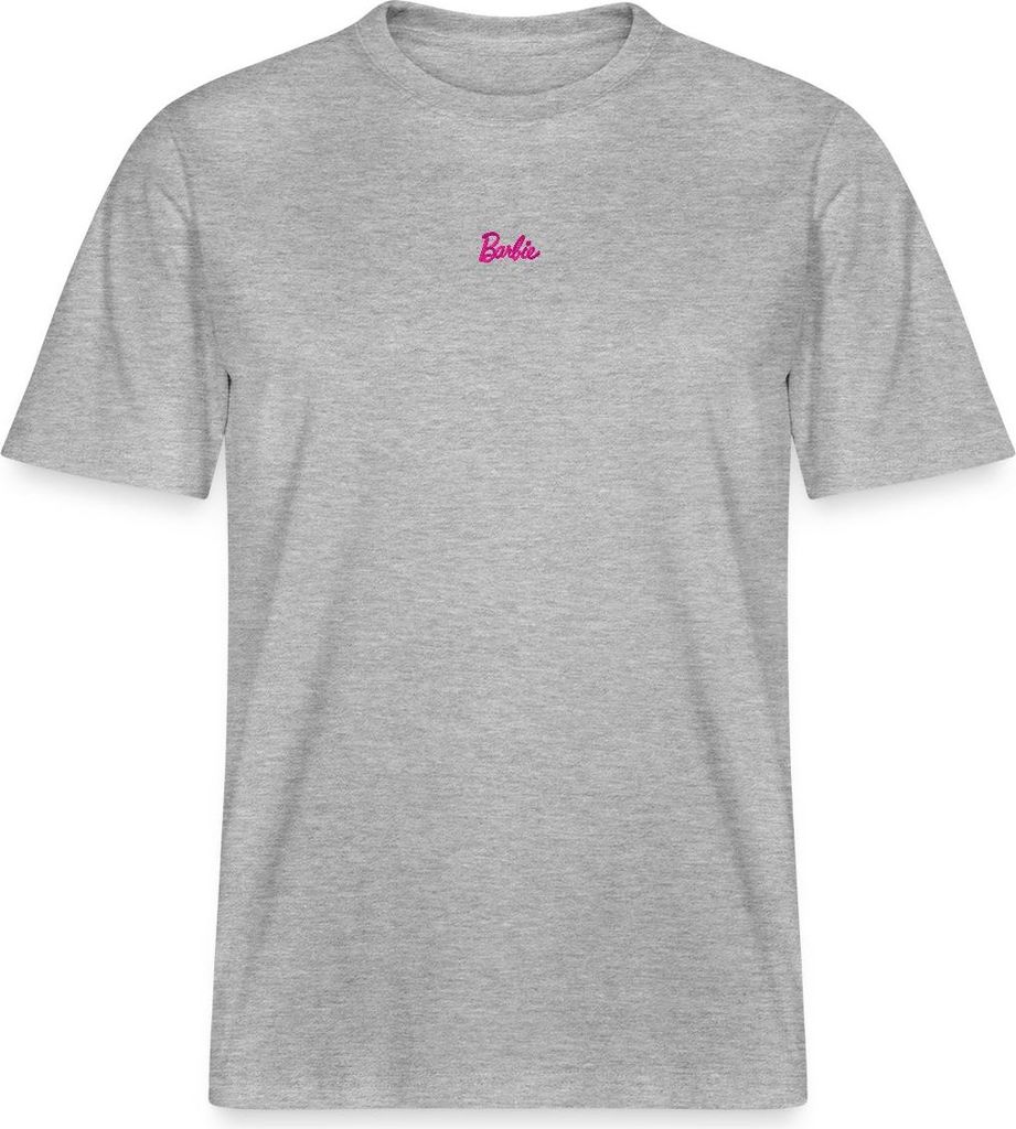 Spreadshirt Barbie Logo Klein Stick Relaxed Fit Uni T-Shirt, M, Grau meliert