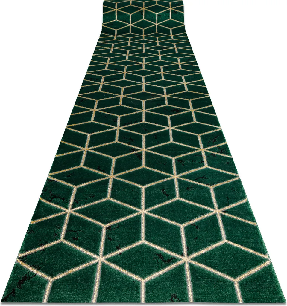 Chemin de table EMERALD 1014 Exclusive vert bouteille et or 80x110 cm