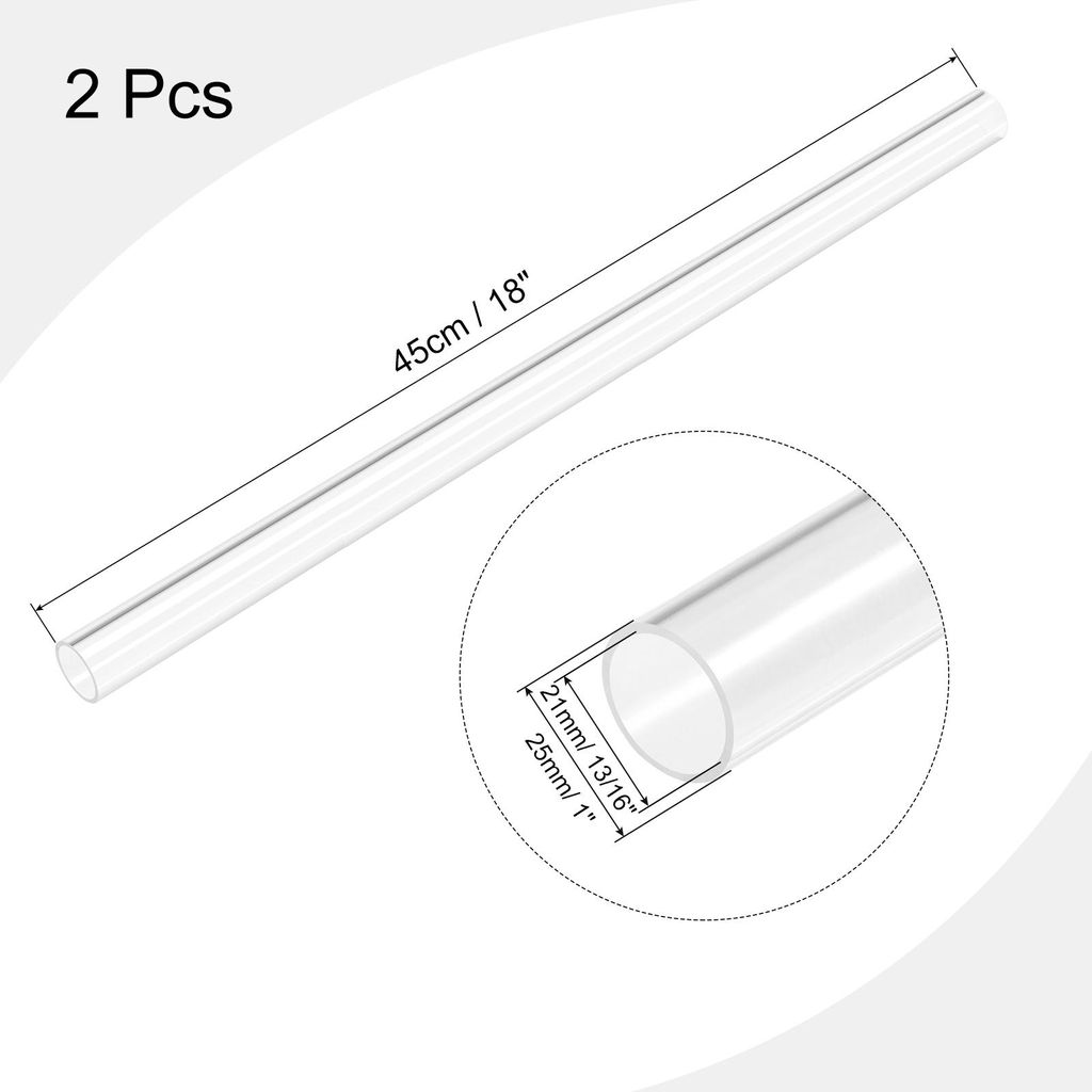 2 Stš¹ck PVC Transparent Rohr, Innendurchmesser 21mm Durchmesser 25mm L?NGE 450mm Acryl Kunststoffrohr fš¹r Lampenbau, Stehlampen, M?bel