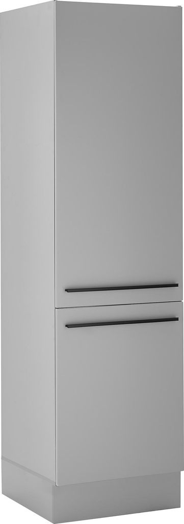 Kühlumbauschrank >Denver< softclose Türen, Grau / Grau matt - 60x211x57cm (BxHxT)