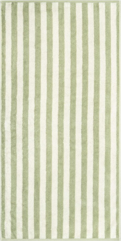 Handtuch - 50 x 100 cm - Wasabigrün - Weiß - Baumwolle - Streifenmuster