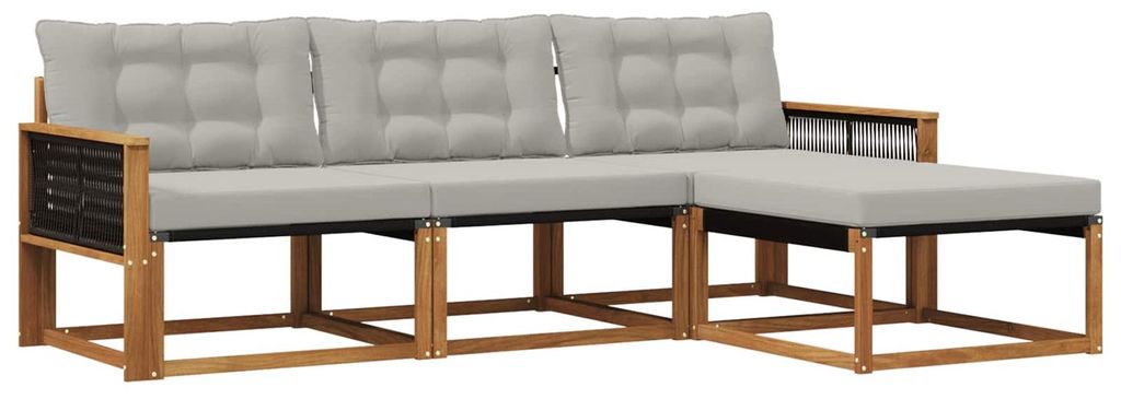 vidaXL Outdoor-Sofagarnitur mit Kissen 4 pcs Natürlich und Hellgrau