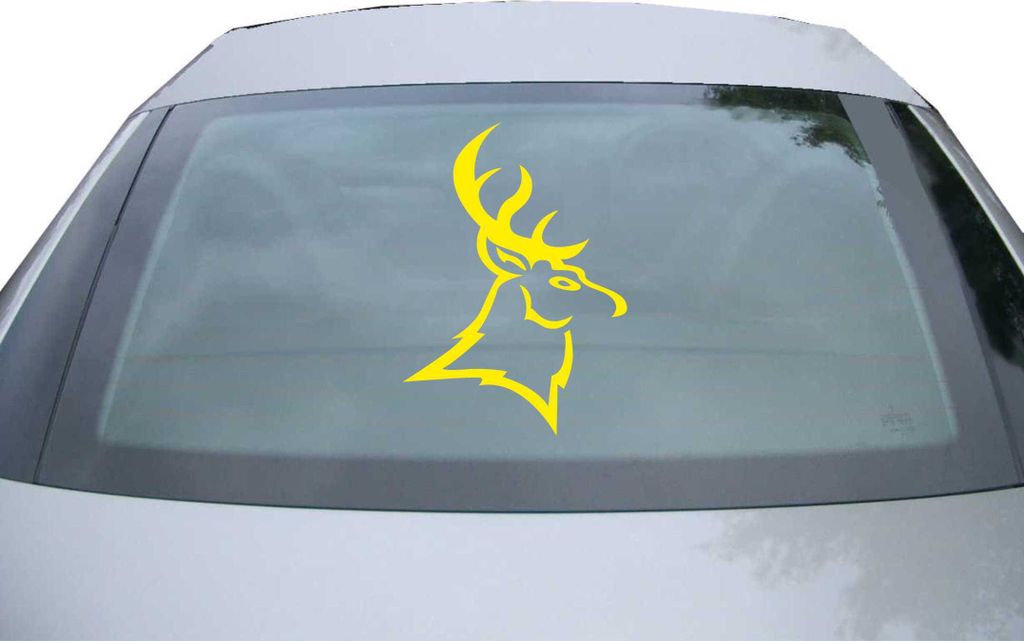 Indigos UG - Aufkleber Heckscheibe & Motorklappe DE6339 - gelb - 600x428 mm - Hirsch - Auto Scheiben Fenster Heckklappe Tuning Racing JDM - Die cut