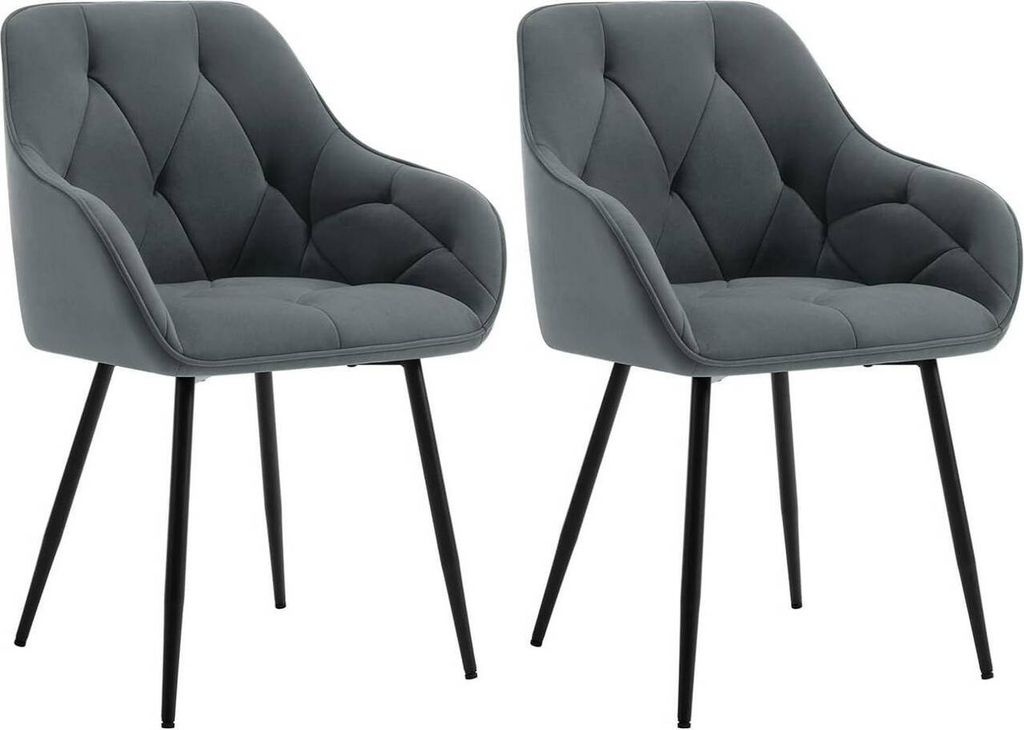 WOLTU Esszimmerstuhl Sessel, 2er Set, Dunkelgrau Samt Produktbild 
