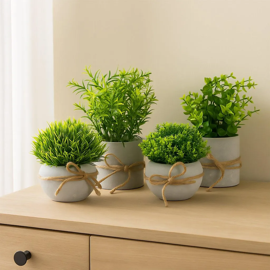 Zalava Set di 4 Piante Artificiali Succulenti in Vasi Mini Piante Grasse Finte da Interno per Decorazione Casa Ufficio Scrivania Tavolo Cucina Balcone Matrimonio Bagno di Casa, Viola