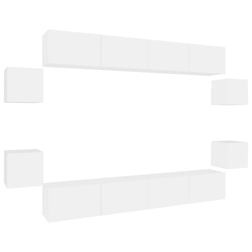 vidaXL 8-tlg. TV-Schrank-Set Weiß Holzwerkstoff