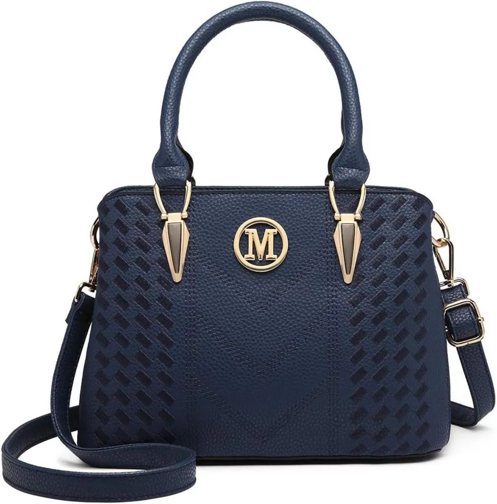 Sac à main Miss Lulu bleu en cuir PU motif Lychee pour femme élégante