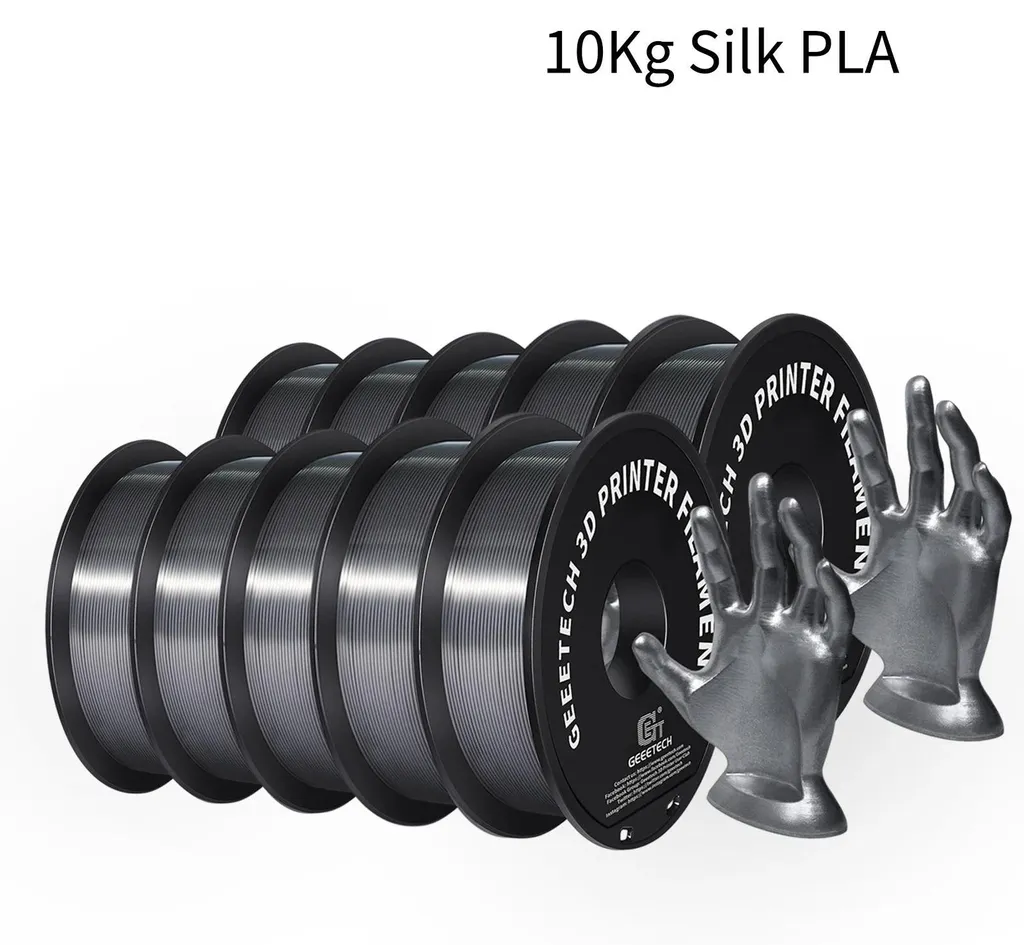 Silk PLA Argent 1.75mm - Finition Satinée Brillante - Bobine Pro 10 kg