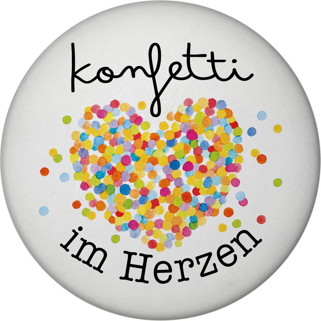 Konfetti im Herzen Karneval Geschenk Magnet rund rund