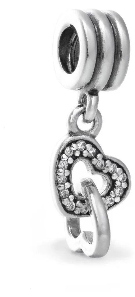 Charm pendant Pandora 791242CZ coeurs entrelacés argent 925