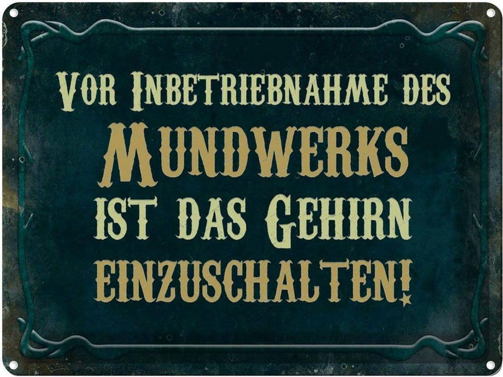 vianmo Blechschild 30x40 cm Vor Inbetriebnahme des Mundwerks Spruch Zitat