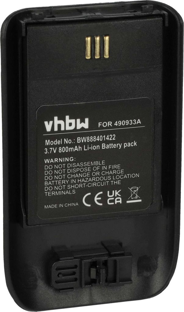 vhbw Akku kompatibel mit Ascom D63, DH7, DECT 3735, i63 schnurlos Festnetz Telefon (800 mAh, 3,7 V, Li-Ion) Schwarz