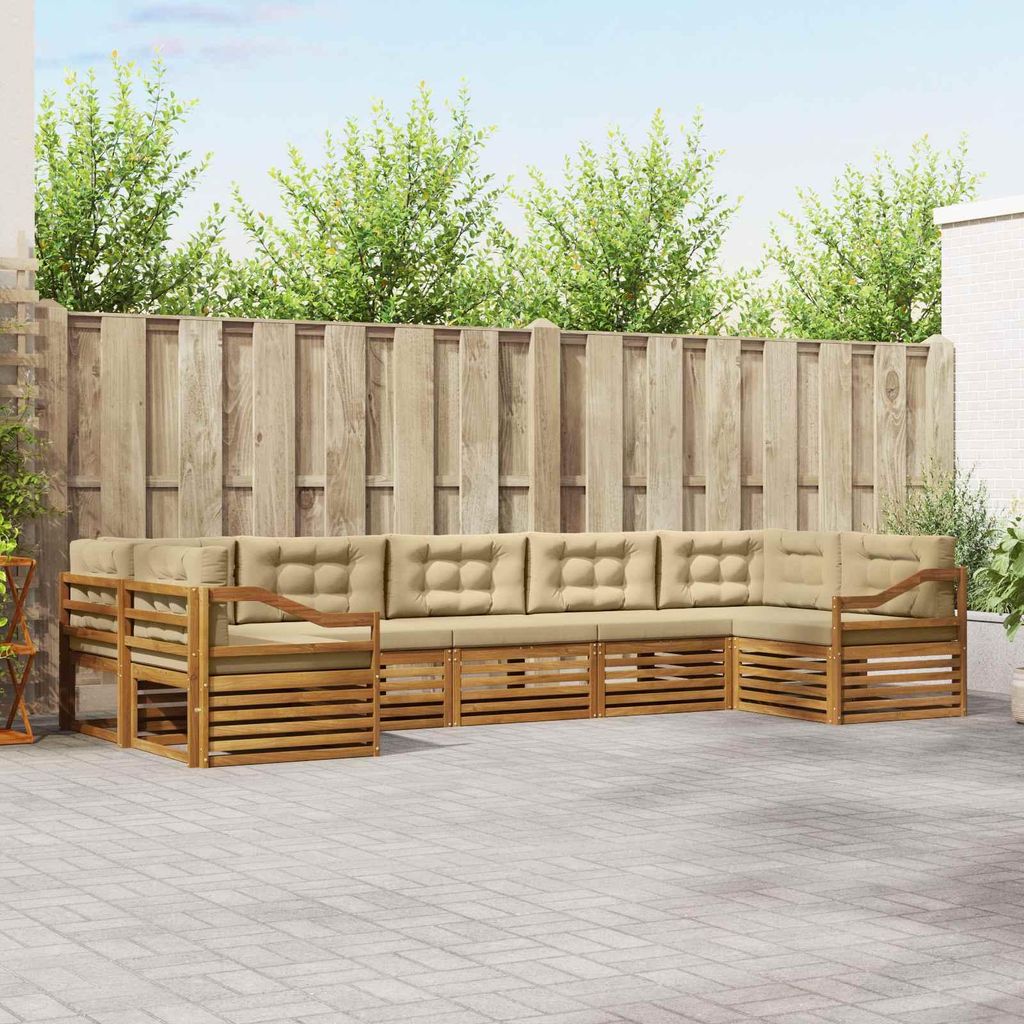 "Neues Produkt" Sofagarnituren - CLORIS - Terrassen-Sofa - 7 pcs - Natur und Beige Massivholz Akazie - Modern Gartensofas V1598