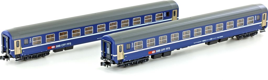 Kato 1:160 2-tlg Liegewagenset Bcm SBB neues Logo blau IB