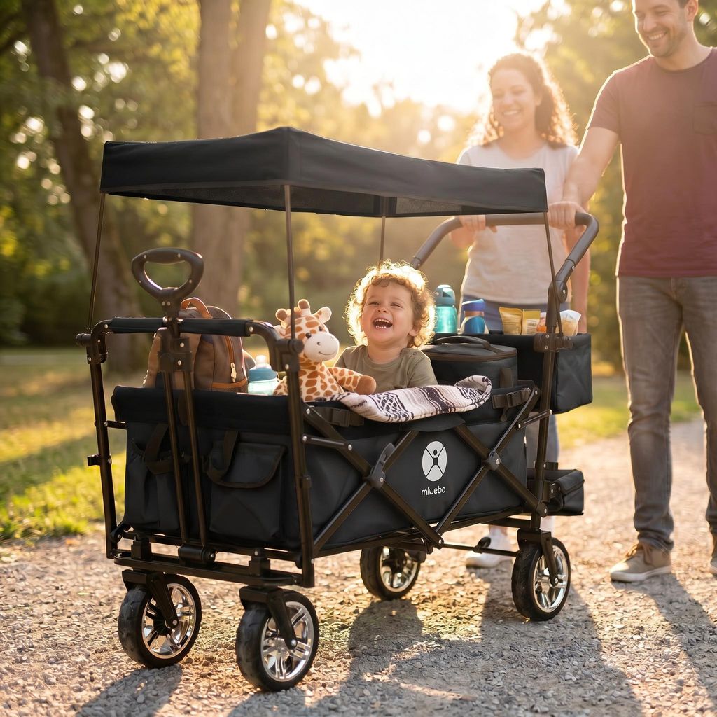 Miweba Bollerwagen MB-20 faltbar | Transportwagen mit Dach Produktbild 