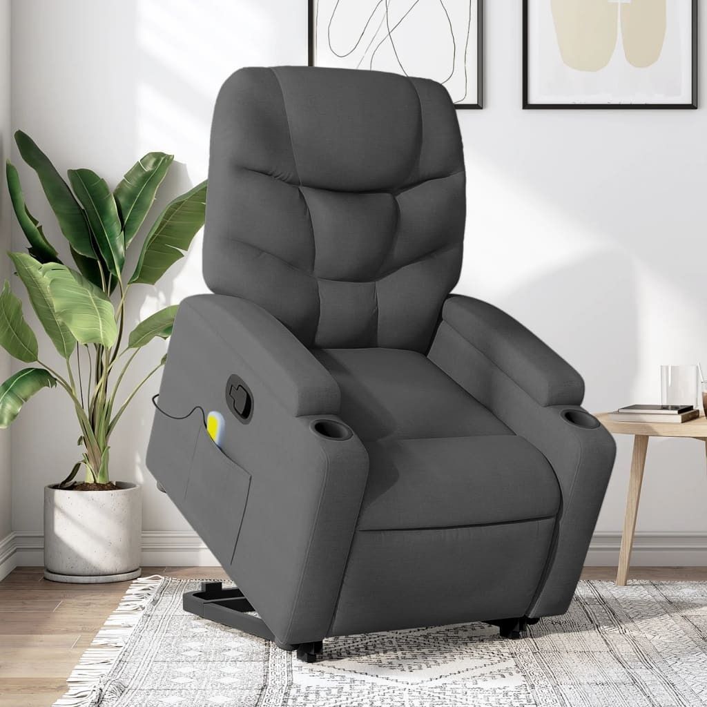 Maison Exclusive - Massagesessel mit Aufstehhilfe Dunkelgrau Stoff