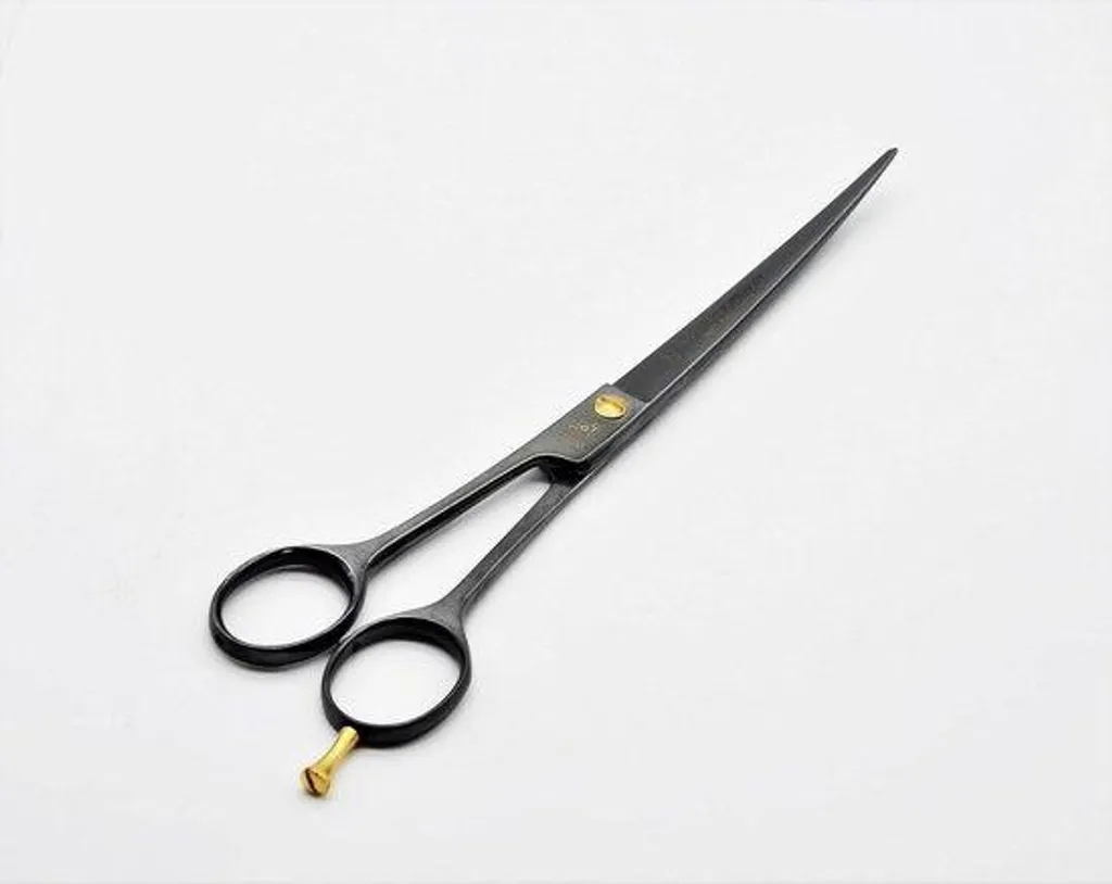 Ciseaux de toilettage anti-corrosion 23 cm - Coupe courbée titane noir