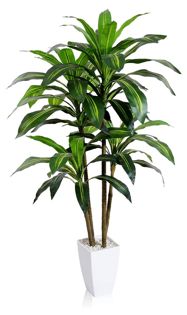 Künstlicher Drachenbaum 120 cm Kunstpflanze mit 74 Blättern für Wohnzimmer, Schlafzimmer, Büro und Garten