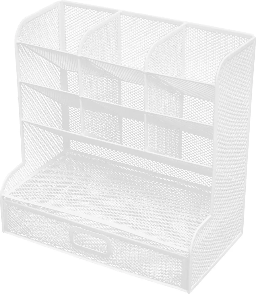 Organiseur de bureau 9 cases en fer blanc laqué époxy format rectangulaire