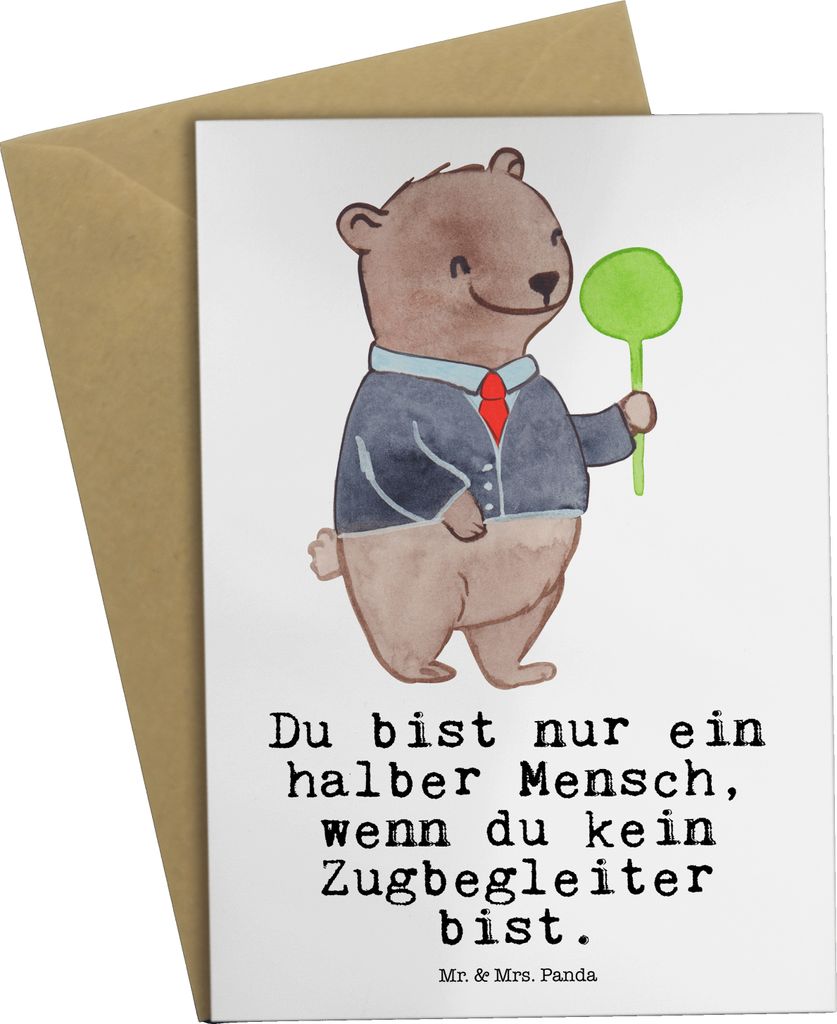 Mr. & Mrs. Panda neujahrskarte Zugbegleiter Herz - Weiß - Geschenk, Grußkarte, einladungskarten, osterkarte, weihnachtskarten, hochzeitskarten, K...