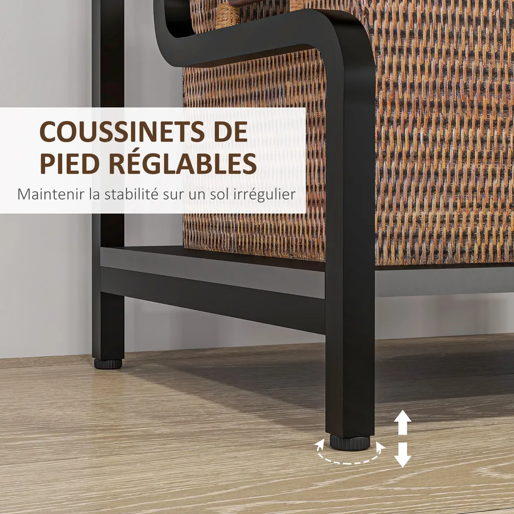 HOMCOM Support d'Imprimante Noir à 3 Niveaux en Bois et Métal 55x40x77cm