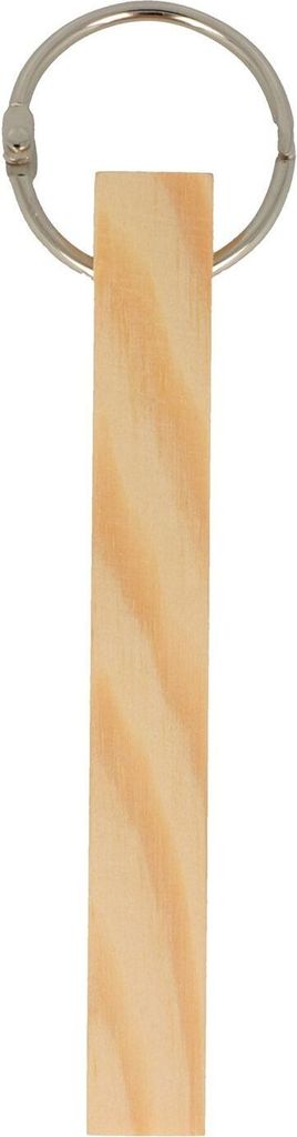 4 kleine Schlüsselanhänger aus Holz für Essstäbchen.