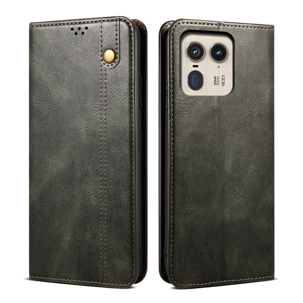 Hülle für Motorola Edge 50 Ultra Leder Brieftasche Schutzhülle mit Standfunktion Grün