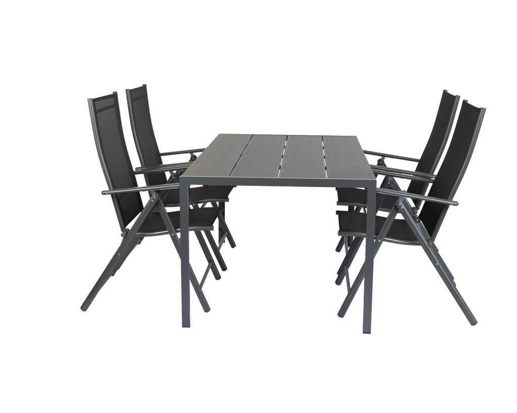 greemotion Garten-Essgruppe Merida Gartenmöbel-Set Anthrazit Aluminium 5-teilig