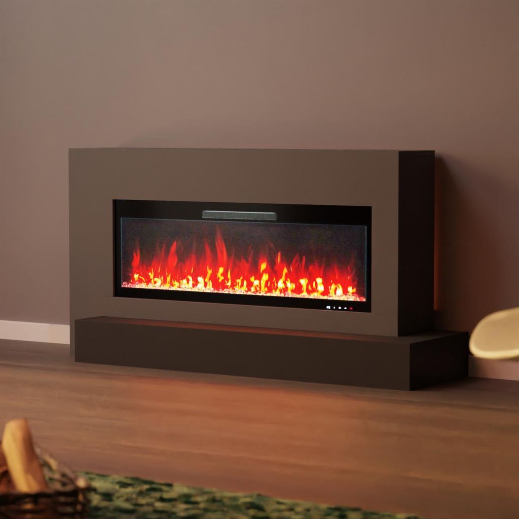 Glow Fire Elektrokamin 'Hestia 106 Rechts Grau' | LED Standkamin mit Heizung (1500 W) | HxBxT: 75x149x40 cm