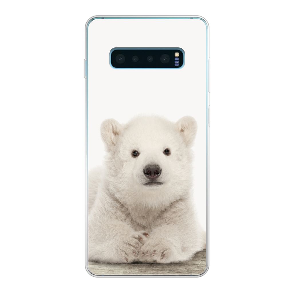 MuchoWow Handyhülle Schutzhülle Hülle für Samsung Galaxy S10 Lite Eisbär - Tiere - Kinder - Weiß - Jungen - Mädchen Silikon Softcase Handy...