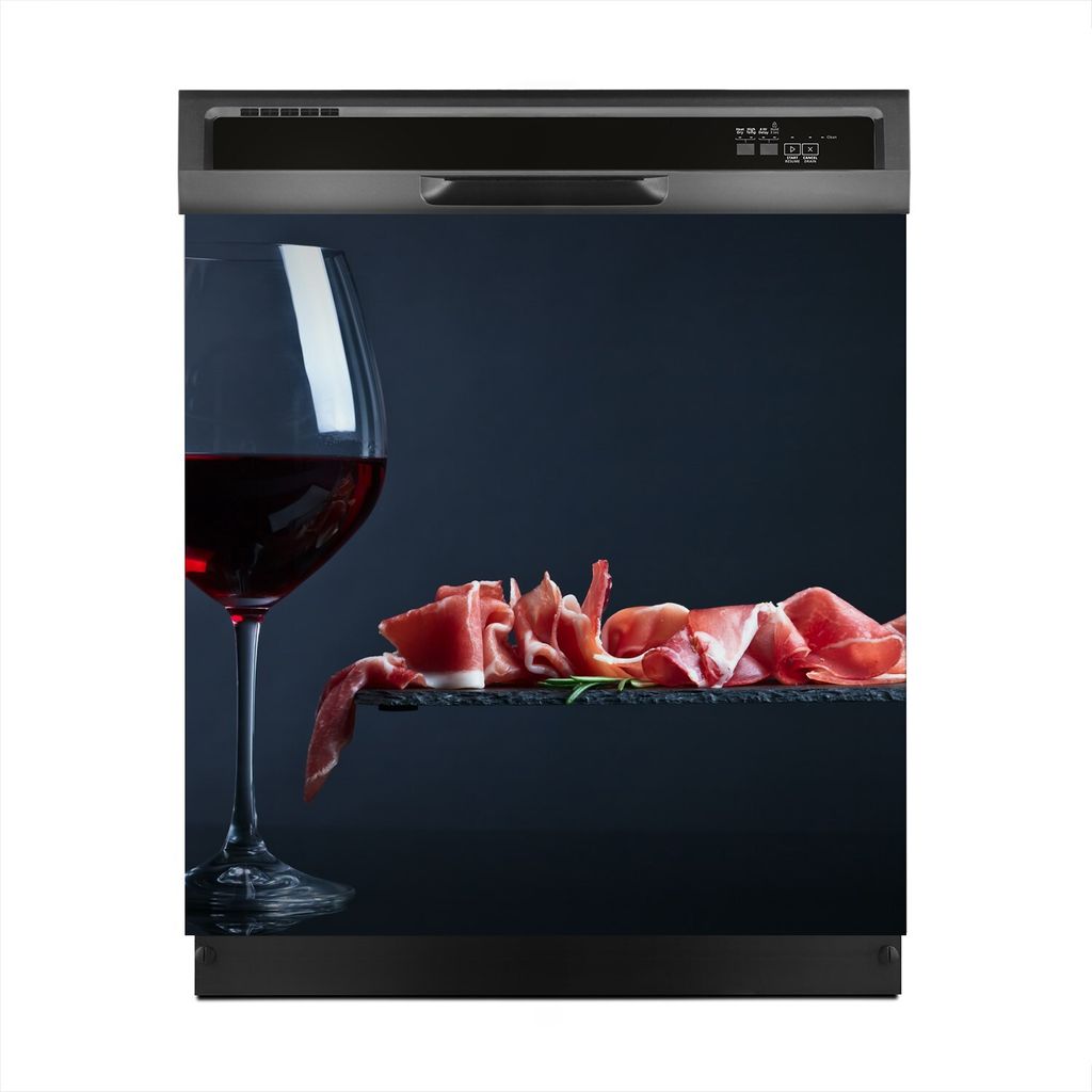 Aufkleber sticker 60x60 cm Dekorative folie Spülmaschine - Jamon mit Rotwein
